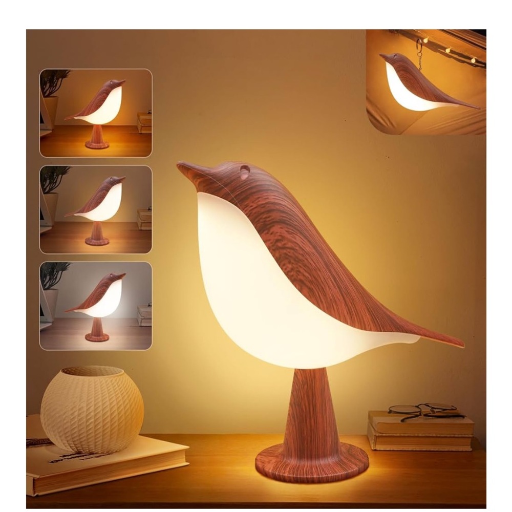 Elegant Brown and White Bird Lamp